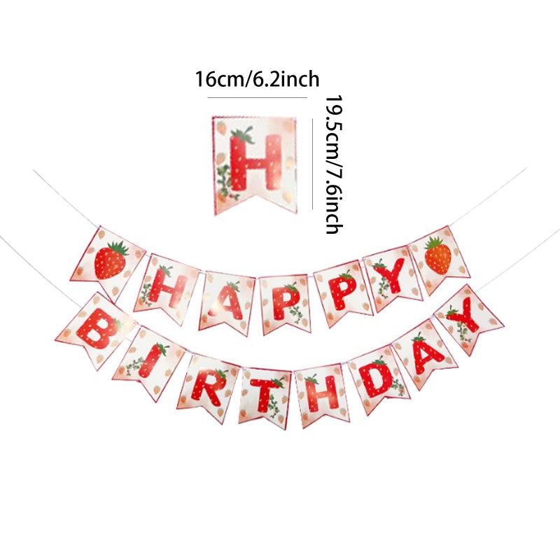 MEETINGU Strawberry Birthday Banner, Strawberry Birthday Decorations Banner Strawberry Happy Birthday Banner Strawberry Party Decorations for Boy Girl Baby Berry Sweet Party Sign - Image 2